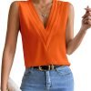 Sleeveless Chiffon Tops for Women Summer Triple V-neck T Shirts Business Office Dressy Outfit Blouse