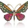 Women Large Colorful Butterfly Shaped Brooch Pin Rhinestone Crystal Butterfly Lapel Pin for Coats Jackets Sweaters Accessories