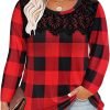 Plus Size Lace Tops for Women Long Sleeve Crewneck Pullover Fall T-shirts Tunics Basic Tees T-Shirts XL-5XL