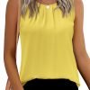 Women's Sleeveless Chiffon Tank Top Double Layers Keyhole Back Blouse Tunic S-XXL