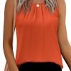 Women's Sleeveless Chiffon Tank Top Double Layers Keyhole Back Blouse Tunic S-XXL