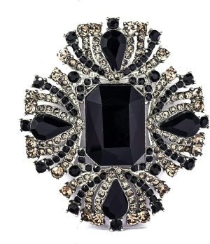 Vintage Austrian Crystal Rhinestone Cross Flowers Shaped Brooch Pin Elegant Jewelry For Women Girls