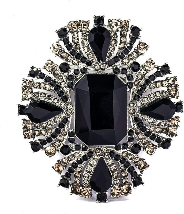 Vintage Austrian Crystal Rhinestone Cross Flowers Shaped Brooch Pin Elegant Jewelry For Women Girls