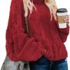 Womens 2024 Winter Fall Solid Turtleneck High Neck Balloon Long Sleeve Sweaters Pullover Outerwear
