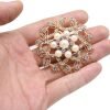 Lot 9pcs Rose Gold-Tone Rhinestone brooches, Big Pearl Crystal Wedding Bouquet kit Set