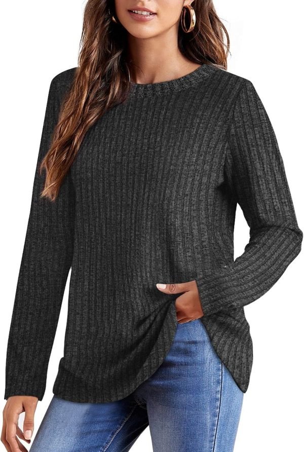 Long Sleeve Shirts for Women Lightweight Crew Neck Casual Tunic Tops