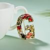 Crystal Pearl Initial Brooch Gold Plated Enamel Colorful Letter Alphabet Breastpin Pin for GIFTS