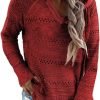 Women Color Block Hooded Crochet Striped Sweaters Lightweight Drawstring Hoodies Pullover Trendy Sweatshirts