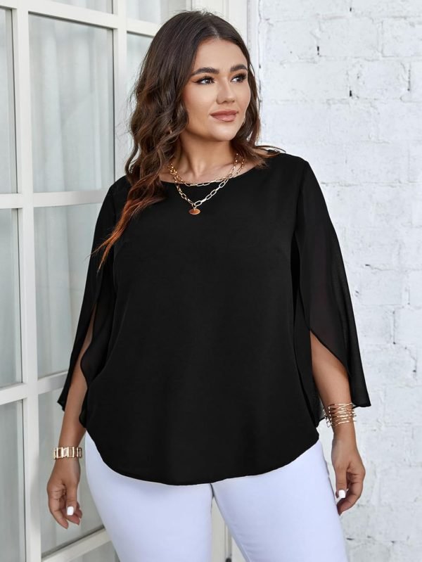 71AB3rfneEL._AC_SL1500 Women Summer Batwing Sleeve Chiffon Tunic Tops Dressy Scoop Neck Casual Loose Flowy Shirts