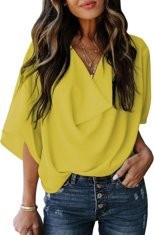 71ADLoEFPDL._AC_SL1500 Womens Blouses and Tops Short Sleeve Chiffon Shirts and Tops