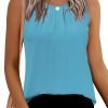 Women's Sleeveless Chiffon Tank Top Double Layers Keyhole Back Blouse Tunic S-XXL