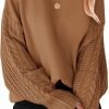 71BNVh2d3LL._AC_SL1500 Women's 2024 Fall Long Sleeve Crew Neck Solid Color Cable Knit Chunky Casual Oversized Pullover Sweater Tops