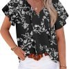 Womens 2024 Summer Tunic Tops Casual Short Sleeve Blouses V Neck Dressy Chiffon Boho Tshirts