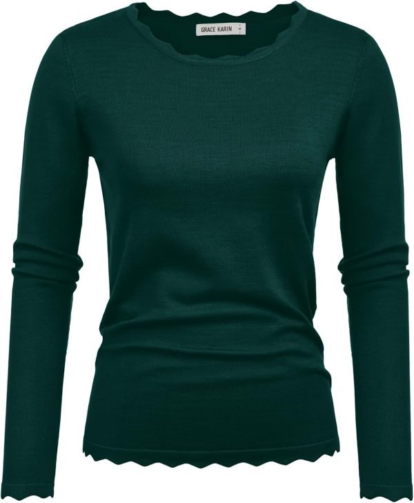 Women's High Stretchy Long Sleeve Pullover Sweater Blouse Top