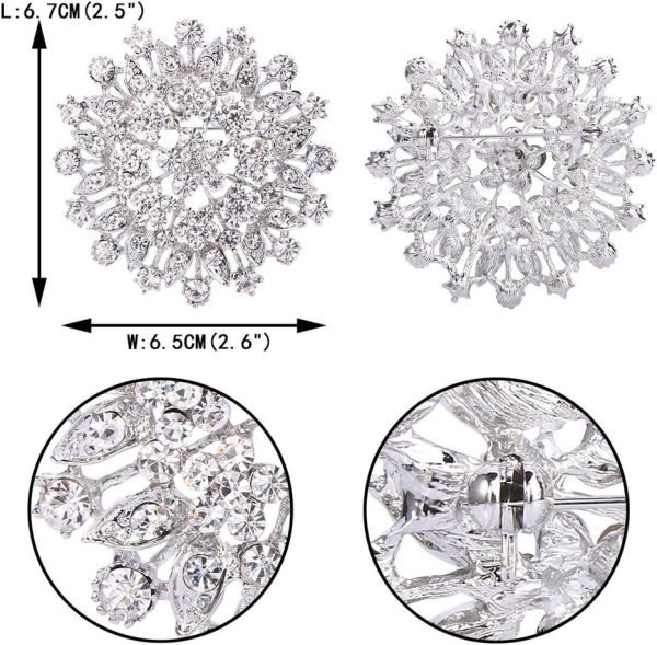 Women's Austrian Crystal Elegant Flower Leaf Bridal Corsage Brooch Pin