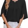 71CozndteaL._AC_SL1500 Women's Chiffon Blouse 3/4 Sleeve Crew Neck Loose Tops Casual Blouses Shirt