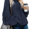 Womens 2024 Winter Fall Solid Turtleneck High Neck Balloon Long Sleeve Sweaters Pullover Outerwear