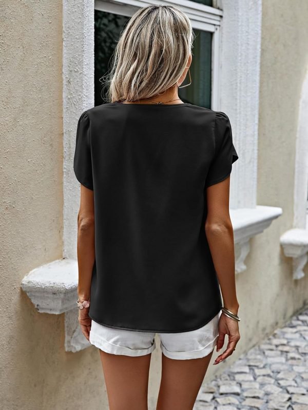 Short Sleeve Blouses for Women 2024 Summer Western Chiffon Shirts Dressy Casual Pearl Tops