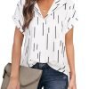 Women's Short Sleeve Chiffon Blouses for Office Work Business Attire Collared Shirts