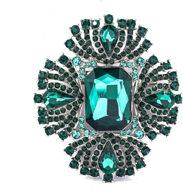 Vintage Austrian Crystal Rhinestone Cross Flowers Shaped Brooch Pin Elegant Jewelry For Women Girls