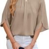 71EicqHlYwL._AC_SL1500 Women's Chiffon Blouse 3/4 Sleeve Crew Neck Loose Tops Casual Blouses Shirt
