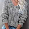 Fall Sweaters Round Neck Crochet Hollow Out Cute Winter Pullover Sweaters for Women Trendy 2024