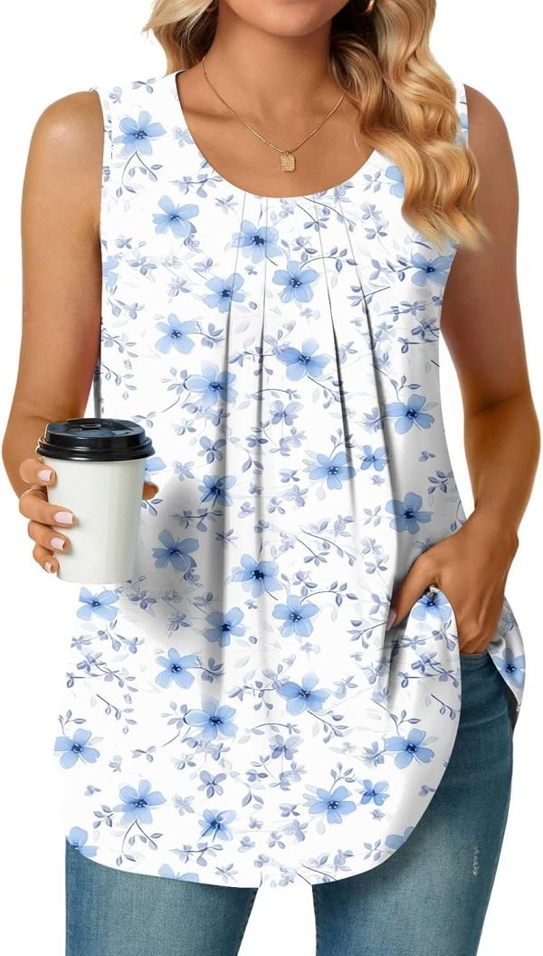 Women's Dressy Chiffon Blouses Crew Neck Sleeveless Tunic Tops Office Cute Work Shirts 2024 Summer Casual Tank Tops