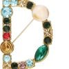Crystal Pearl Initial Brooch Gold Plated Enamel Colorful Letter Alphabet Breastpin Pin for GIFTS
