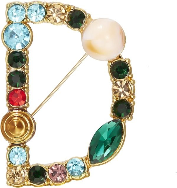 Crystal Pearl Initial Brooch Gold Plated Enamel Colorful Letter Alphabet Breastpin Pin for GIFTS