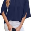 71G5fTbdWRL._AC_SL1500 Women's Chiffon Blouse 3/4 Sleeve Crew Neck Loose Tops Casual Blouses Shirt