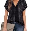 Women's Short Sleeve Chiffon Blouses for Office Work Business Attire Collared Shirts