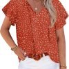 Womens 2024 Summer Tunic Tops Casual Short Sleeve Blouses V Neck Dressy Chiffon Boho Tshirts