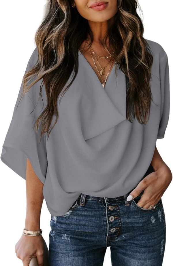 71GbsW5KDiL._AC_SL1500 Womens Blouses and Tops Short Sleeve Chiffon Shirts and Tops