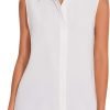 71Gx-lTKUHL._AC_SL1500 Womens Sleeveless Button Down Shirt Classic Collared Blouse Basic Tank Tops Work Office Chiffon Tops