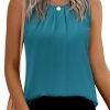Women's Sleeveless Chiffon Tank Top Double Layers Keyhole Back Blouse Tunic S-XXL