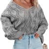 Fall Sweaters Round Neck Crochet Hollow Out Cute Winter Pullover Sweaters for Women Trendy 2024