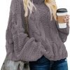 Womens 2024 Winter Fall Solid Turtleneck High Neck Balloon Long Sleeve Sweaters Pullover Outerwear