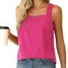 Blouse Tank Tops for Women Casual Summer Square Neck Chiffon Blouse Loose Flowy Sleeveless Tunic Shirts