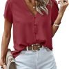 Short Sleeve Blouses for Women 2024 Summer Western Chiffon Shirts Dressy Casual Pearl Tops