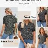 Womens Fashion Blouses Notched V Neck Puffer Short Sleeve Shirt Polka Dot Tops Chiffon Dressy Shirts