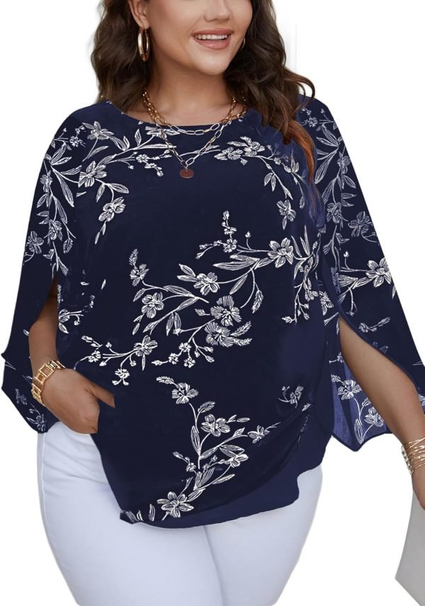 71IcvEzZJ-L._AC_SL1500 Women Summer Batwing Sleeve Chiffon Tunic Tops Dressy Scoop Neck Casual Loose Flowy Shirts