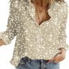 Women's Casual V Neck Alicia Floral Print Roll Up Long Sleeve Chiffon Button Down Blouses Bohemian Top Shirts