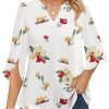 Women's 3/4 Sleeve Chiffon Blouses for Women Dressy Casual, V Neck Double Layers Chiffon Blouses 2024, Tunic Tops