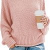 Womens 2024 Winter Fall Solid Turtleneck High Neck Balloon Long Sleeve Sweaters Pullover Outerwear