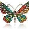 Women Large Colorful Butterfly Shaped Brooch Pin Rhinestone Crystal Butterfly Lapel Pin for Coats Jackets Sweaters Accessories