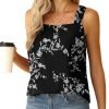 Blouse Tank Tops for Women Casual Summer Square Neck Chiffon Blouse Loose Flowy Sleeveless Tunic Shirts