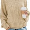 Womens 2024 Winter Fall Solid Turtleneck High Neck Balloon Long Sleeve Sweaters Pullover Outerwear