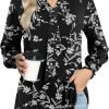 Women's Fall Long Sleeve Chiffon Blouse Winter V-Neck Tunic Tops Business Shirt