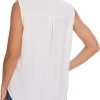 71Ocn8uCdcL._AC_SL1500 Womens Sleeveless Button Down Shirt Classic Collared Blouse Basic Tank Tops Work Office Chiffon Tops