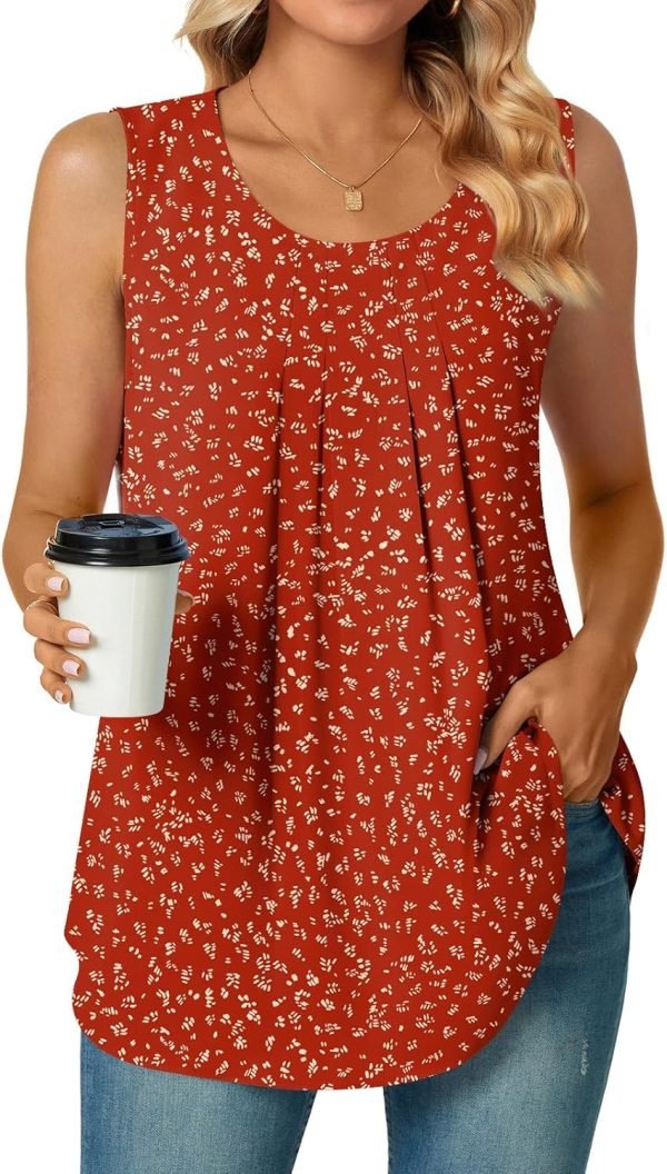 Women's Dressy Chiffon Blouses Crew Neck Sleeveless Tunic Tops Office Cute Work Shirts 2024 Summer Casual Tank Tops